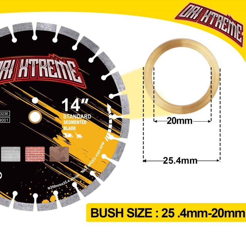 ORIXTREME 14 Inch Diamond Concrete Saw Blade 2Pcs, Segmented General Purpose Blade Dry/Wet Cutting Concrete,Masonry, Brick, Block,Paver 1"-20mm Arbor - Image 3